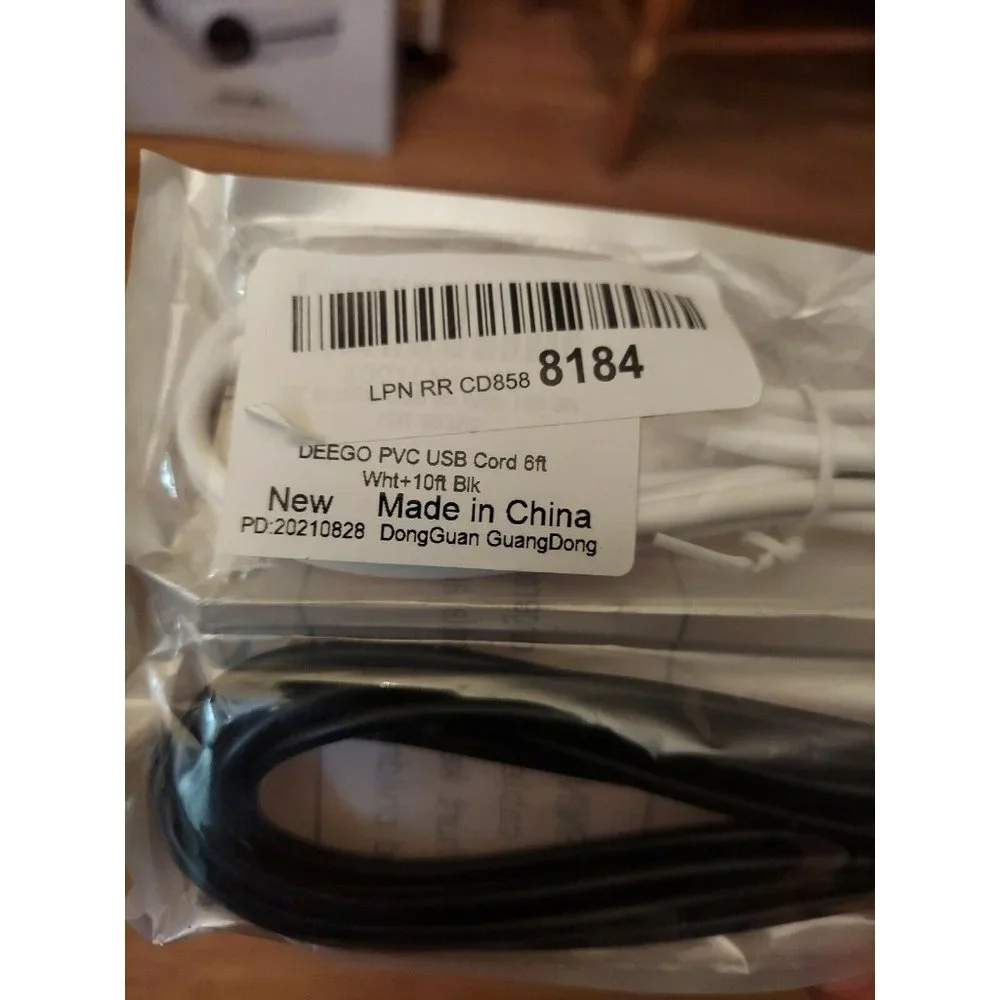 Deego PVC USB 6ft white + 10ft Black New